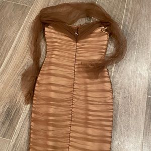 Thick Beige/Brown Fashion Nova Dress, Long Sleeve
